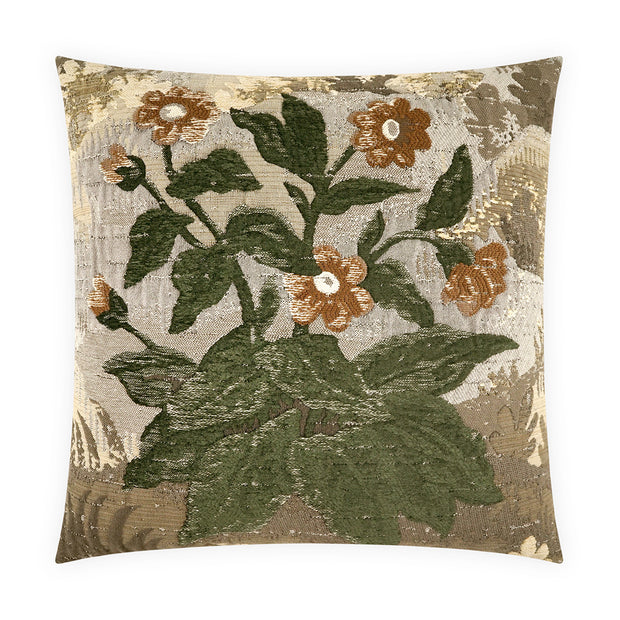 Decorative pillow with floral pattern on a beige background