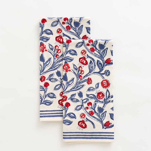 Tea Towels Emma Red & Blue Set of 2