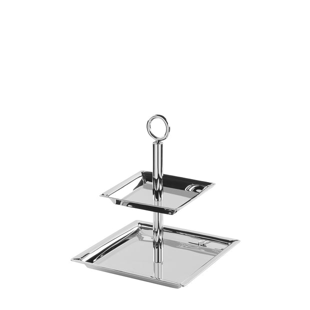 Nagano 2-Tier Stainless Steel Silver Plates