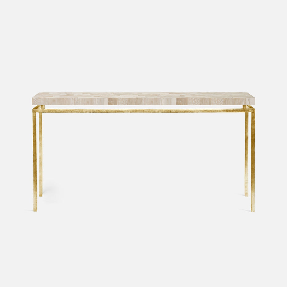 Made Goods Benjamin Console Gold Steel & Natural Fossilized Stone
