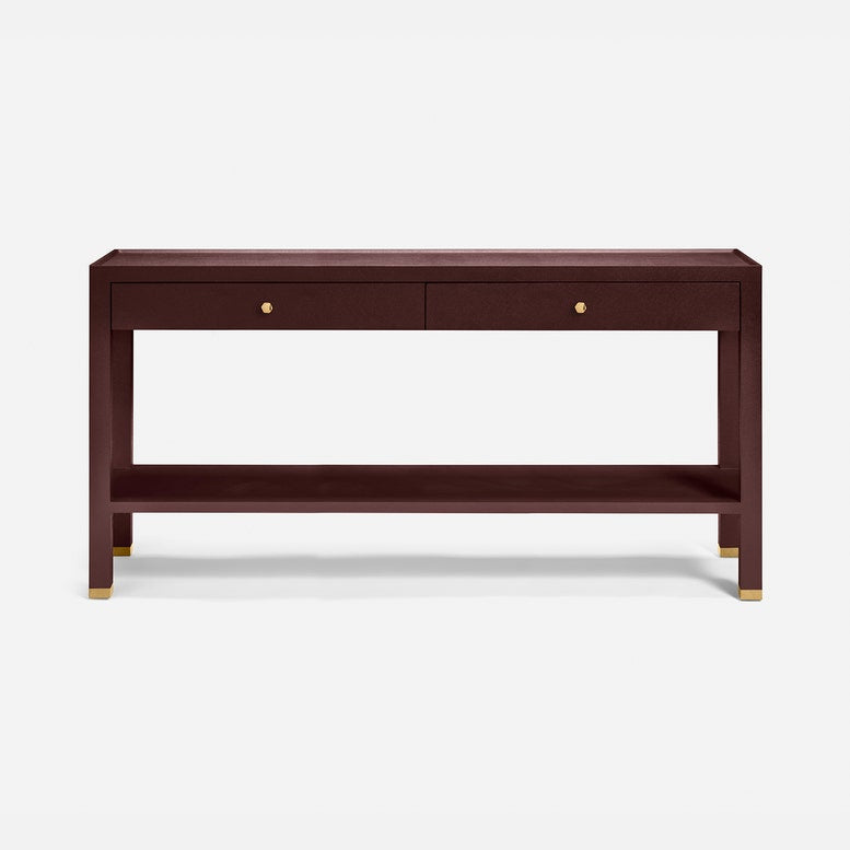 Made Goods Jarin Console 60" Oxblood Faux Belgian Linen