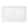 A white rectangular ceramic platter with a textured surface.