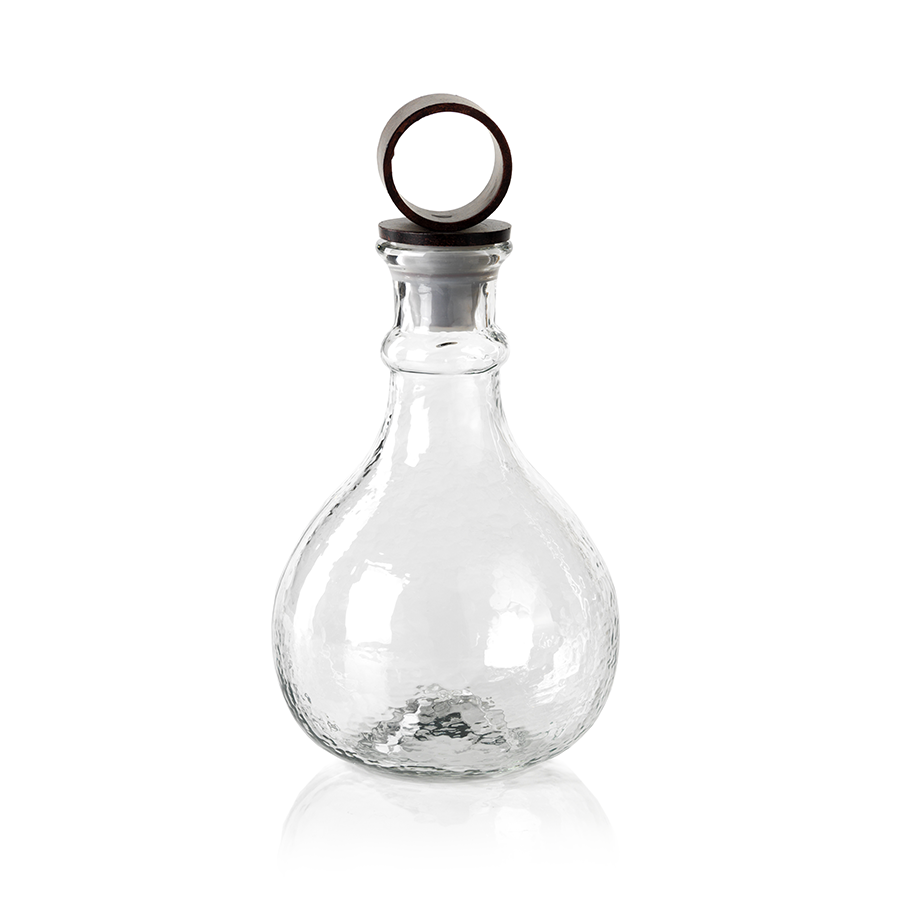 Hammered Glass Decanter Iron Stopper - Maaribu