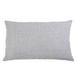 A navy and natural pinstriped linen sham with subtle frayed edges from the Logan Collection.