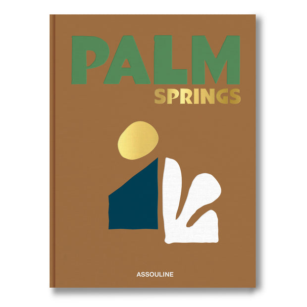Book cover of 'Palm Springs' by Assouline with abstract shapes and text on a brown background