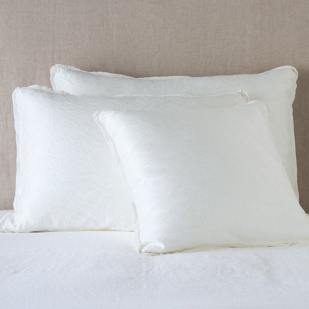 Paloma Sham, Silk Velvet Petite Flange Winter White Deluxe