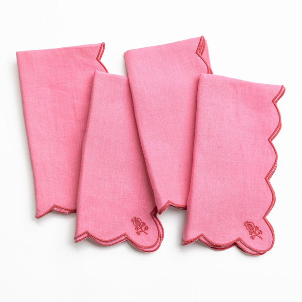 Scalloped Buti Wild Rose Napkins Set/4 - Maaribu