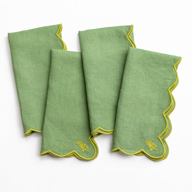 Scalloped Buti Forest Shade Napkins Set/4 - Maaribu