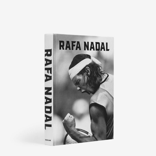 Assouline Rafa Nadal decor book with a cover featuring Rafa Nadal's image and elegant design elements.