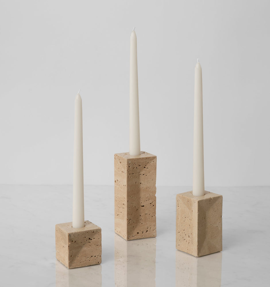 Sferra Travertino Candle Holders Set/3