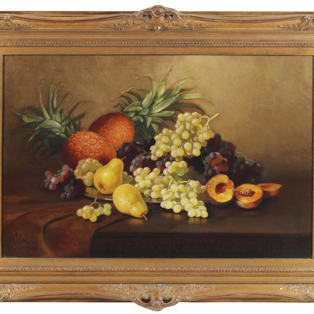 Vintage Still Life Framed Oil Painting, 1908 - Maaribu