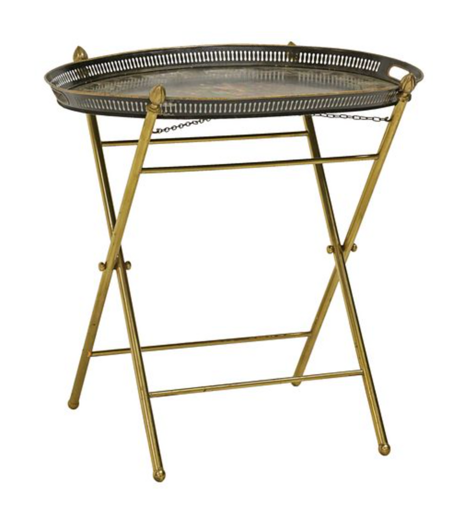 Vintage French Tole Painted Tray Table