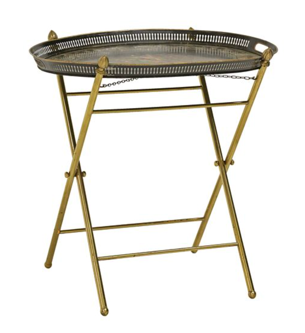 Vintage French Tole Painted Tray Table