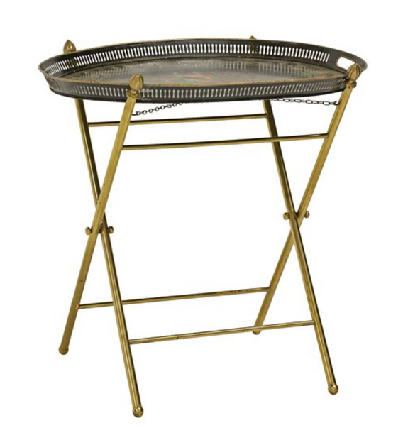 Vintage French Tole Painted Tray Table