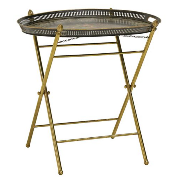 Vintage French Tole Painted Tray Table