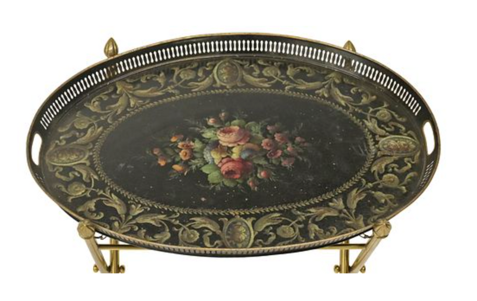 Vintage French Tole Painted Tray Table