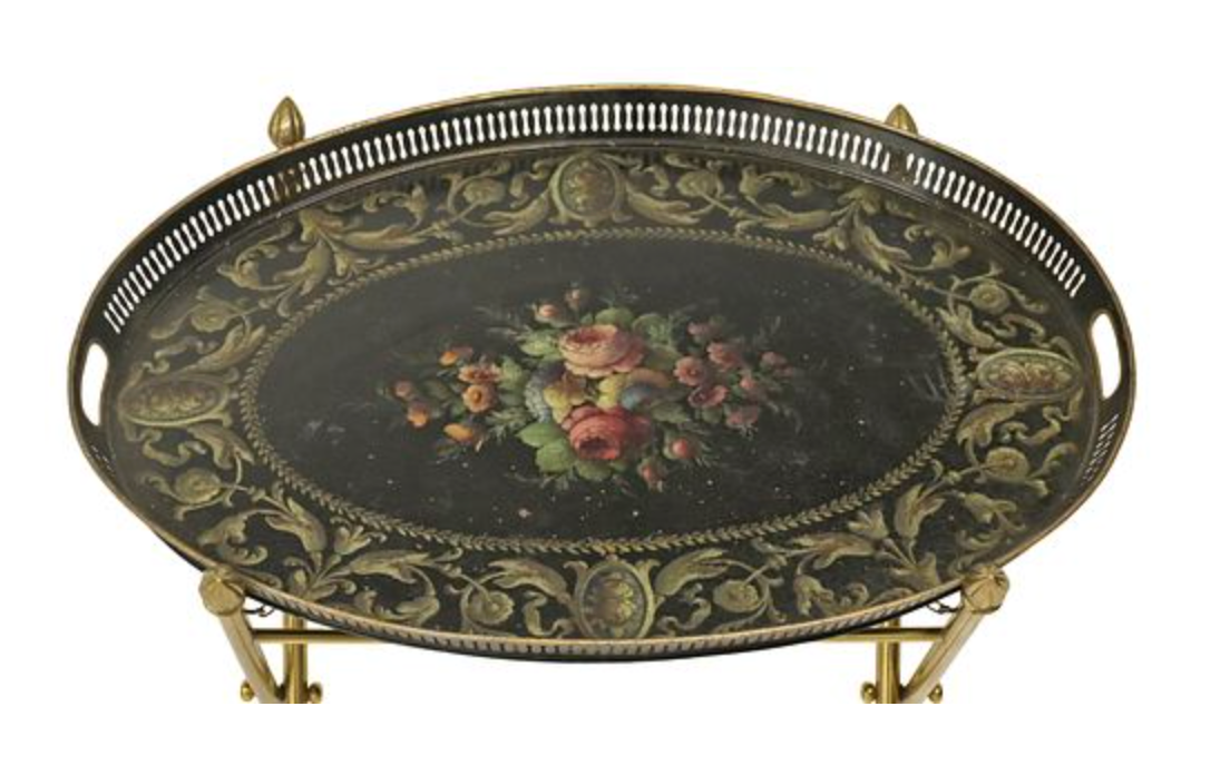 Vintage French Tole Painted Tray Table
