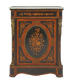 Vintage French Marble Top Marquetry Cabinet