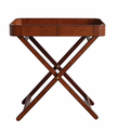 Leather Folding Tray Table w/ Handles & Removable Tray Cognac - Maaribu