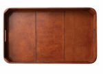 Leather Folding Tray Table w/ Handles & Removable Tray Cognac - Maaribu