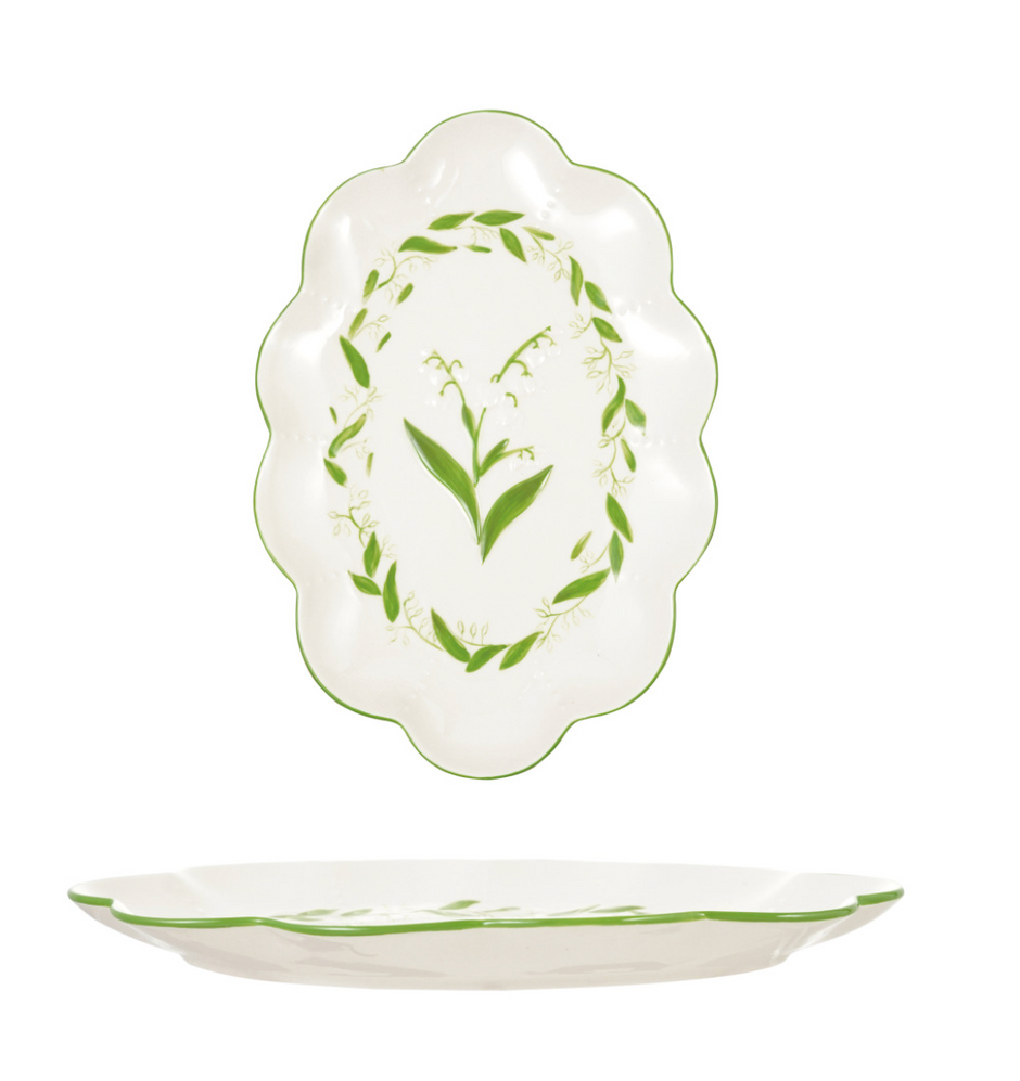 Embossed Stoneware Scalloped Platter