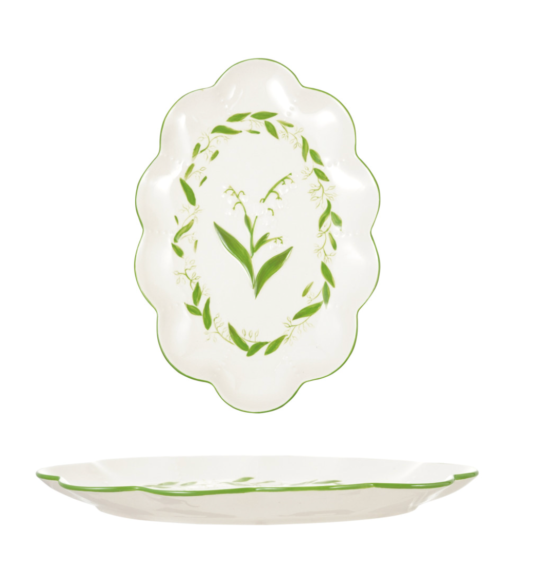 Embossed Stoneware Scalloped Platter