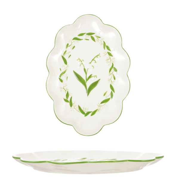 Embossed Stoneware Scalloped Platter