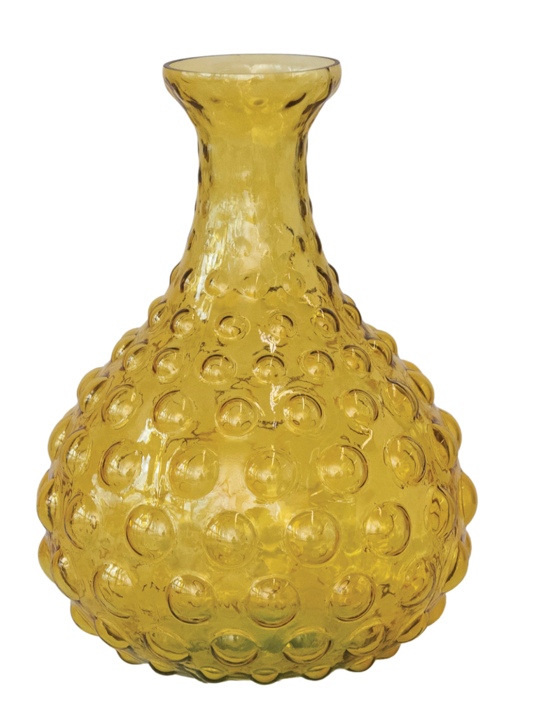 Hobnail Glass Vase Amber