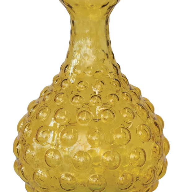 Hobnail Glass Vase Amber