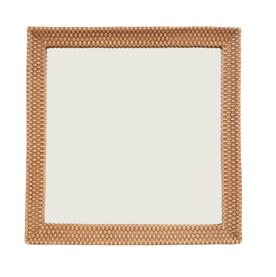 Resin Mirrored Footed Tray w/ Woven Design
