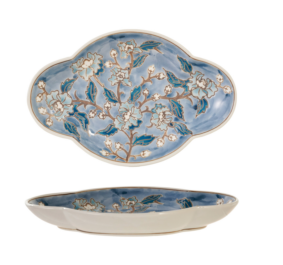 Stoneware Plate w/ Wax Relief Flowers