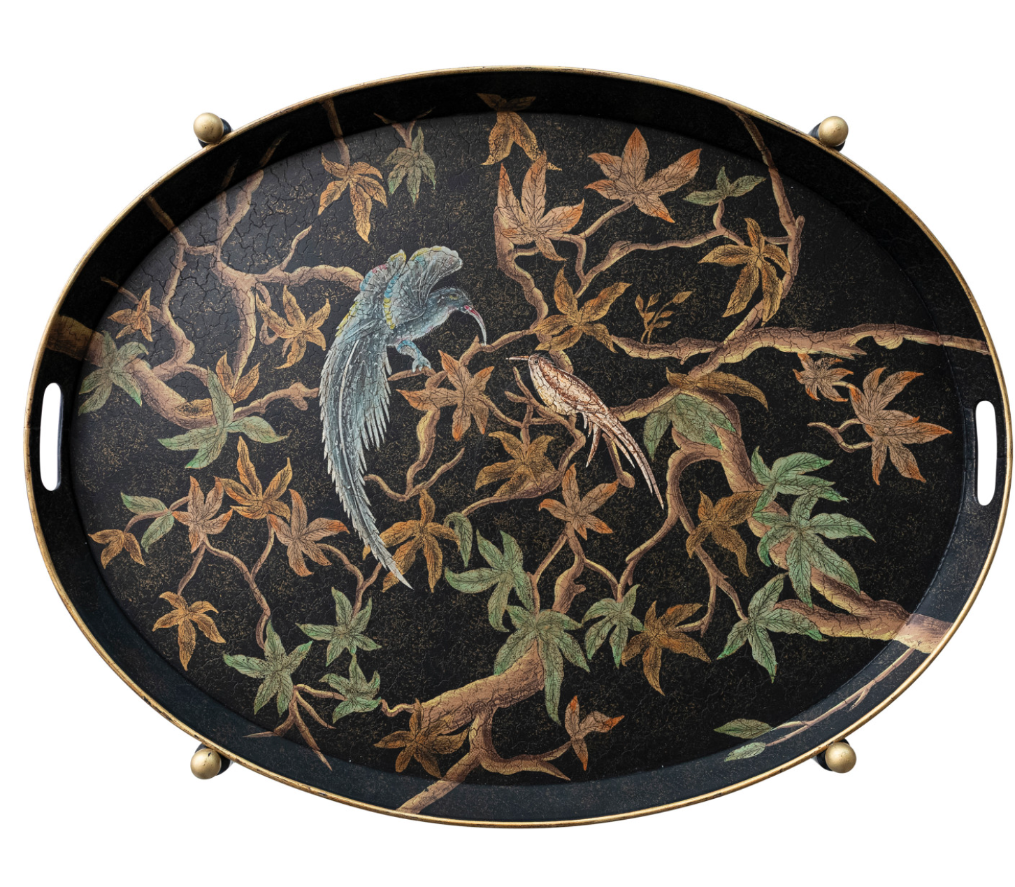 Oval Hand-Painted Tray on Folding Stand