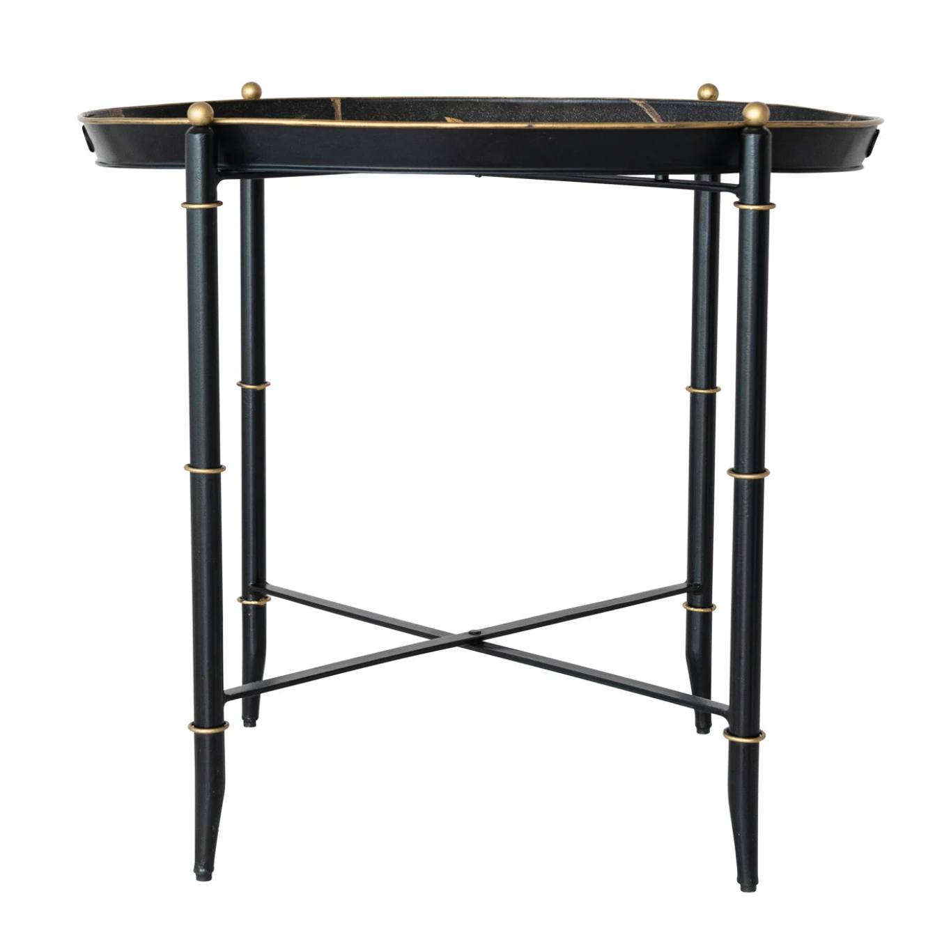 Oval Hand-Painted Tray on Folding Stand