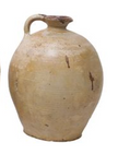 Vintage French Stoneware Oil Jug w/Handle Beige