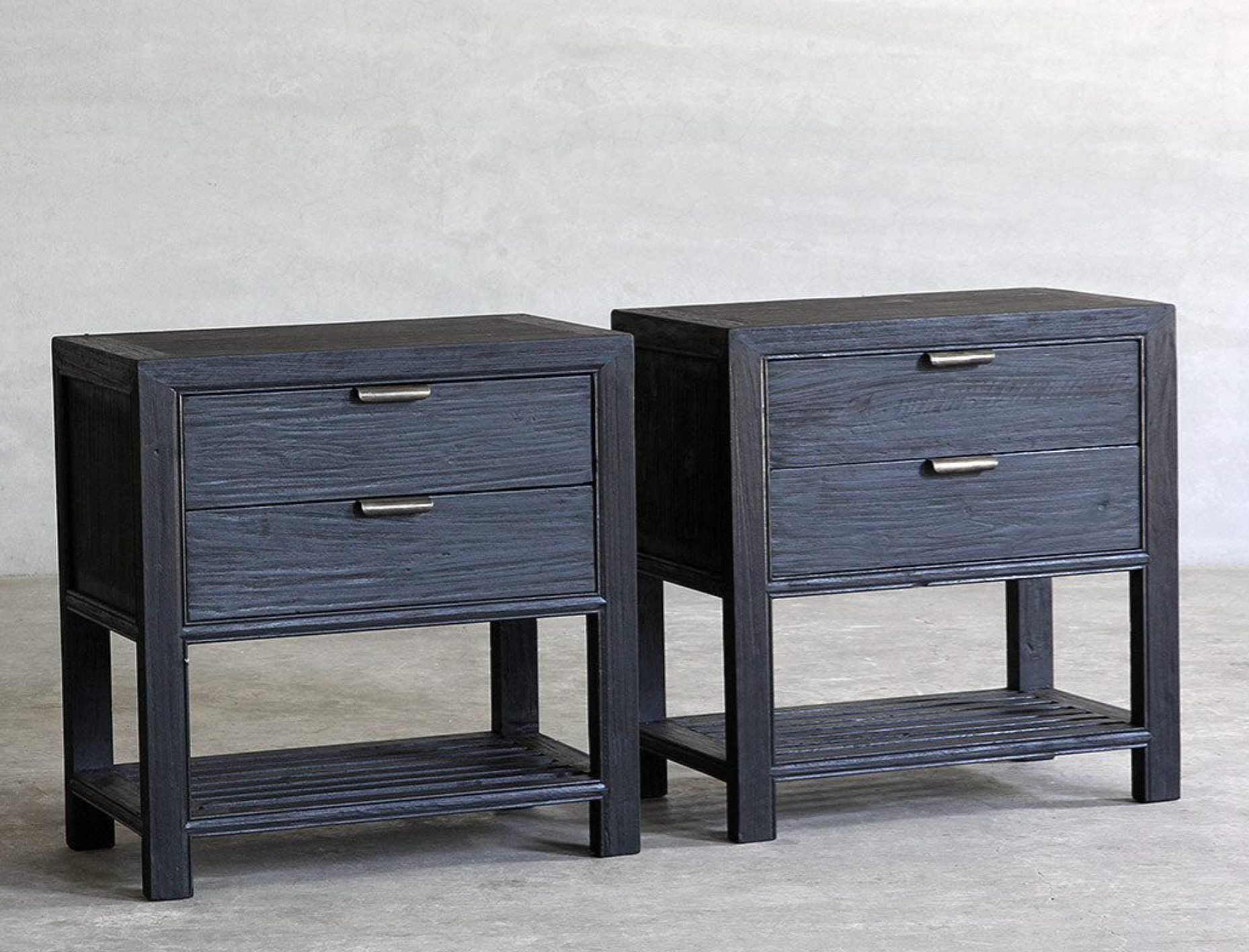 Reclaimed Elm Bedside Cabinet, Charcoal