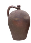 Vintage French Stoneware Oil Jug w/Handle Dark Brown