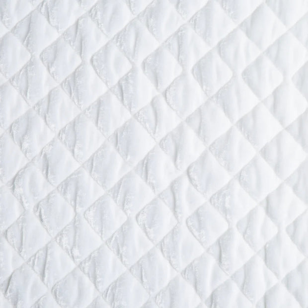 Silk Velvet Sham, Quilted with Satin Piping White Deluxe