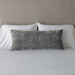 Silk Velvet Quilted Throw Pillow, Lumbar Fog