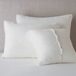 Silk Velvet Sham, Quilted with Satin Piping Winter White Deluxe