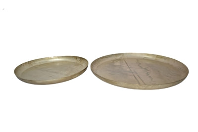 Silver Gold Crackle Trays Set of 2