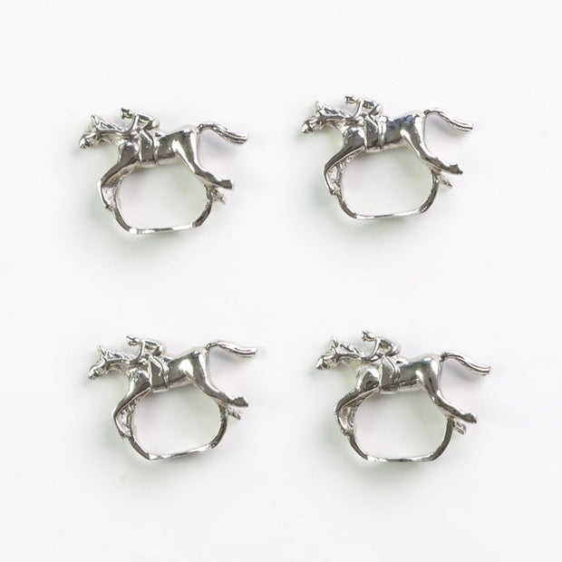 Silver Horse Jockey Napkin Ring Set/4 - Maaribu