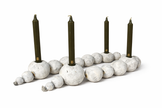 White Wash Beads Taper Holder - Maaribu