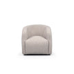 A beige upholstered Theo Club Swivel Chair with a curved backrest and a 22” swivel base, displayed against a white background.