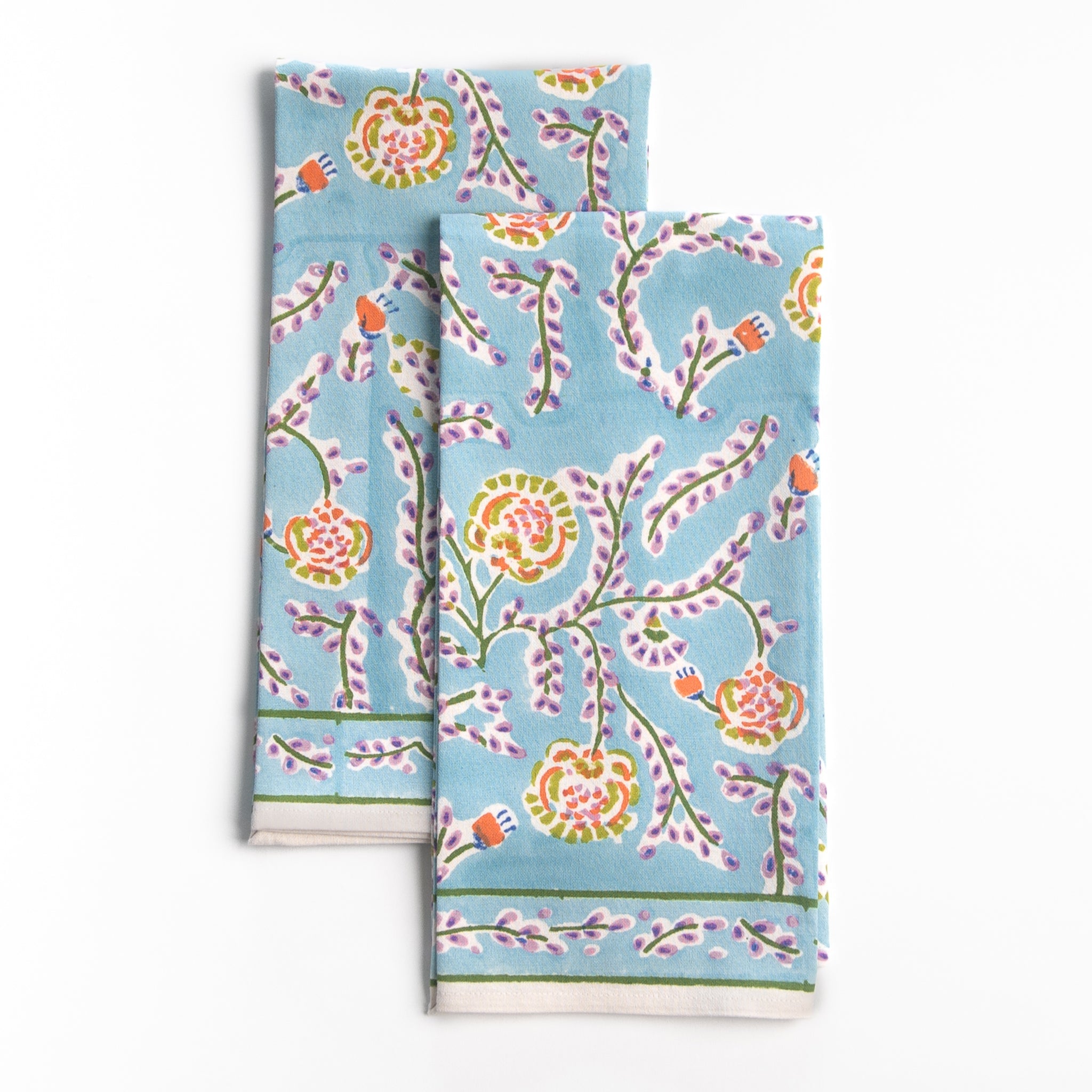 Climbing Dahlia Sky Blue Tea Towels Set/2 - Maaribu