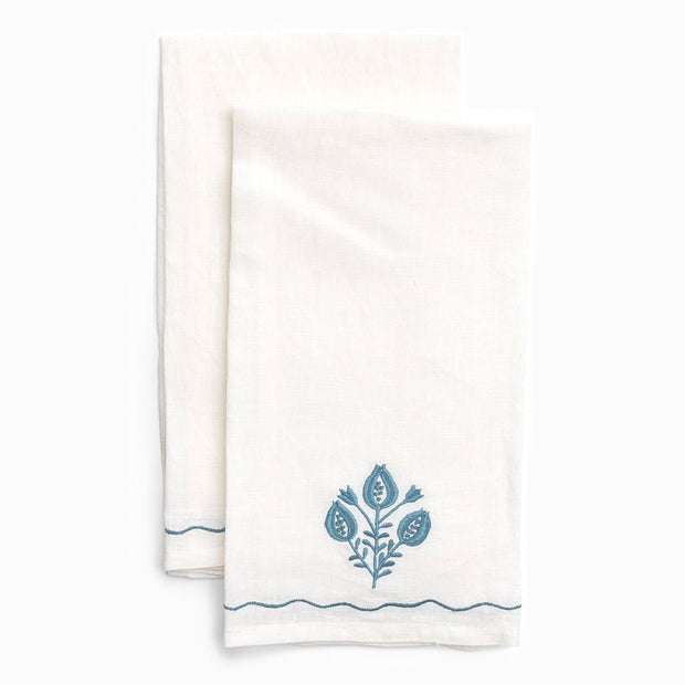 Pomegranate Trio Teal Linen Tea Towel Set/2 - Maaribu