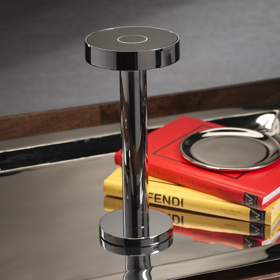 Roma rechargeable table light, polished chrome