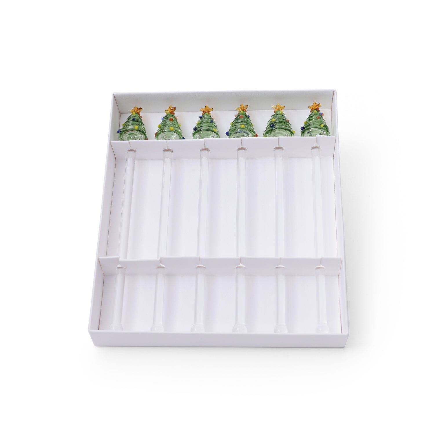 Green Tree Glass Stirrers Set/6