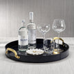 Savoy blue and gold leather round tray