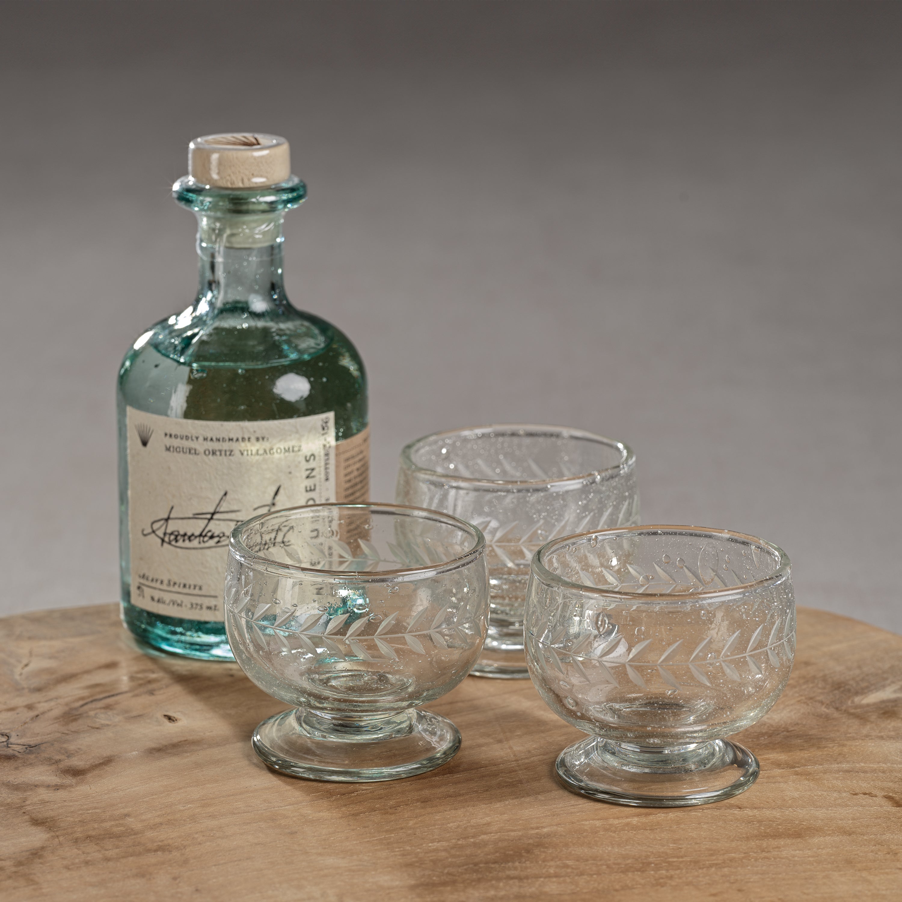 Handblown Etched Mezcal Glass