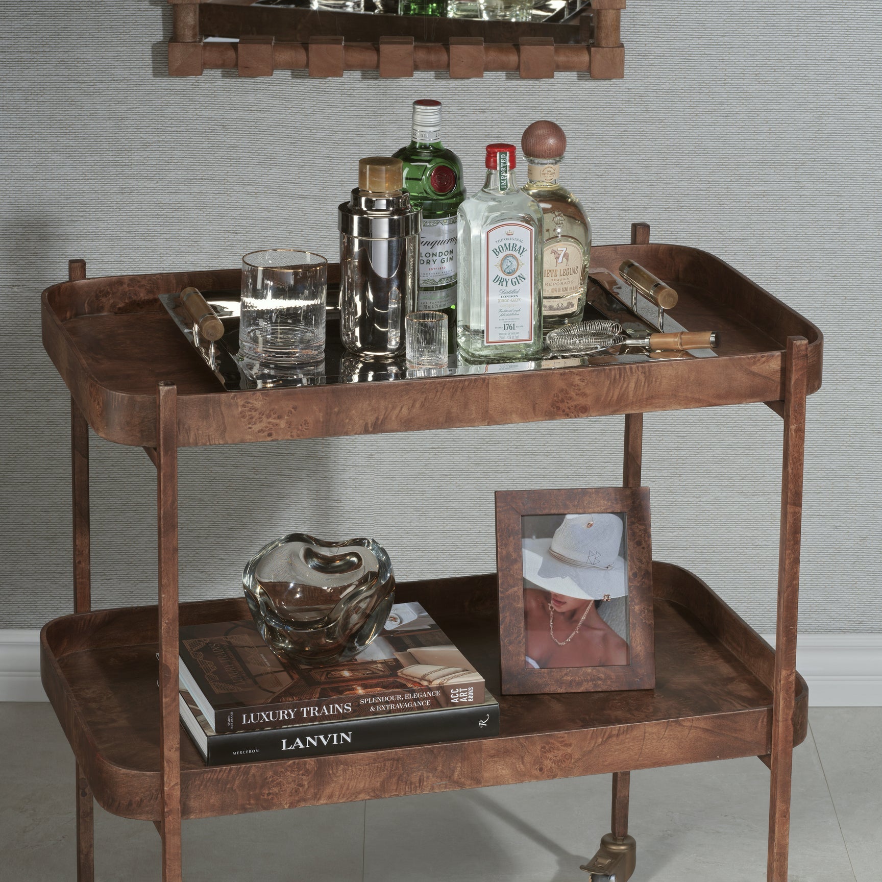Beneteau Bar Cart Burl Veneer